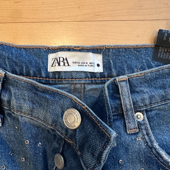 Zara Women's Denim Jeans with White Dots - Picture 2 of 6